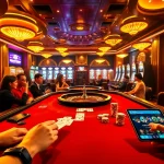 Engaging players at GO8 casino tables, experiencing excitement in a luxurious gaming environment.