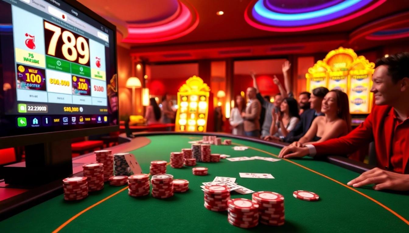 Experience the thrill of 789P online casino with vibrant slot machines and poker action.