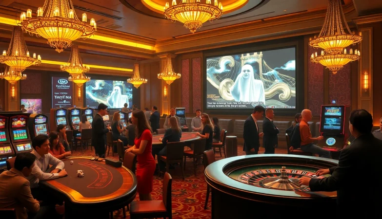 Exciting gambling scene with Truyên ma themes enhancing the casino atmosphere.
