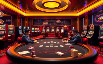 High-stakes poker action at NK88 with vibrant gaming elements and luxury ambiance.
