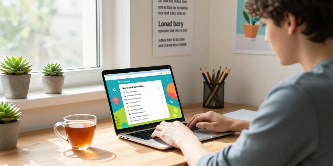 Interactive quiz experience at home featuring Quiz Allgemeinwissen on a laptop, cozy learning setup.