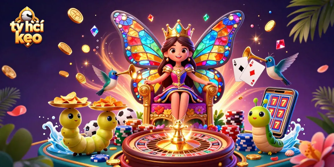 Bettors experience the thrill of tỷ lệ kèo in an enchanting casino world with vibrant elements.
