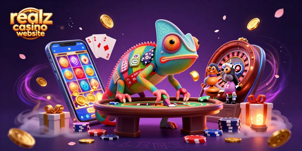 Erlebe die Faszination des realz casino website mit einem bunten Chameleon-Casino-Besitzer und vielen Gewinnmöglichkeiten.