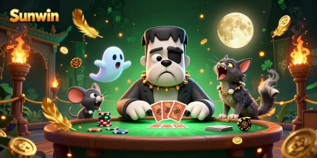 Sunwin - Experience thrilling gaming at a spooky table with unique characters and dynamic action.